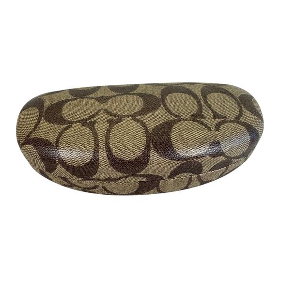 COACH Signature C Monogram Brown Hard Clamshell Eyeglass Case - Picture 1 of 6